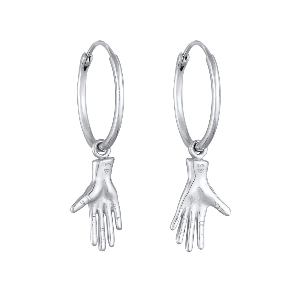 Elli Elli Boucles d'Oreilles Femmes Créoles main symbole en Argent Sterling 925 Boucles d'oreilles