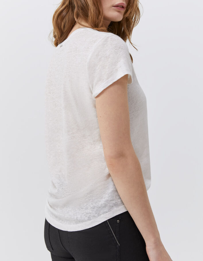 Tee-shirt lin blanc femme