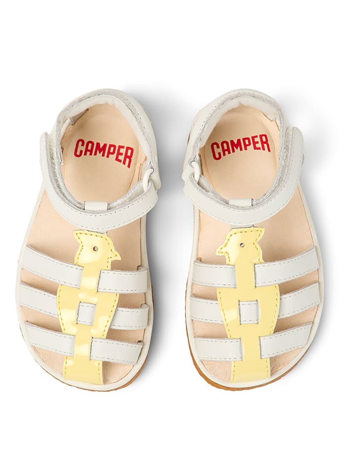 Camper Leder-Halbsandalen in Weiß/ Gelb günstig kaufen