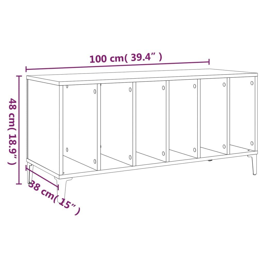 vidaXL Media-Regal Plattenschrank Betongrau 100x38x48 cm Holzwerkstoff, 1-tlg.
