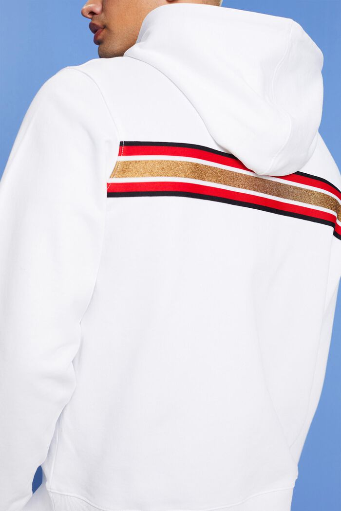 Gestreifter Hoodie aus Baumwollfleece