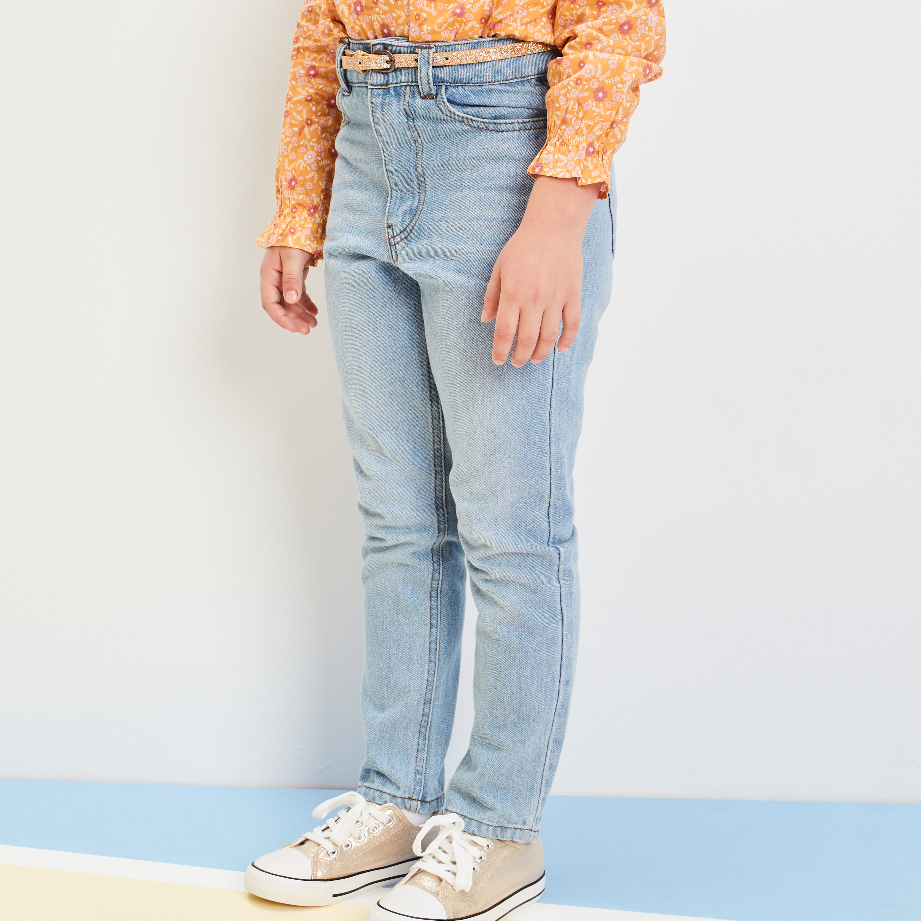 Jeans mom taille haute Creeks denim triple stone fille | La Halle