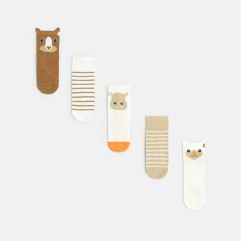 Chaussettes animaux (lot de 5) orange bébé garçon