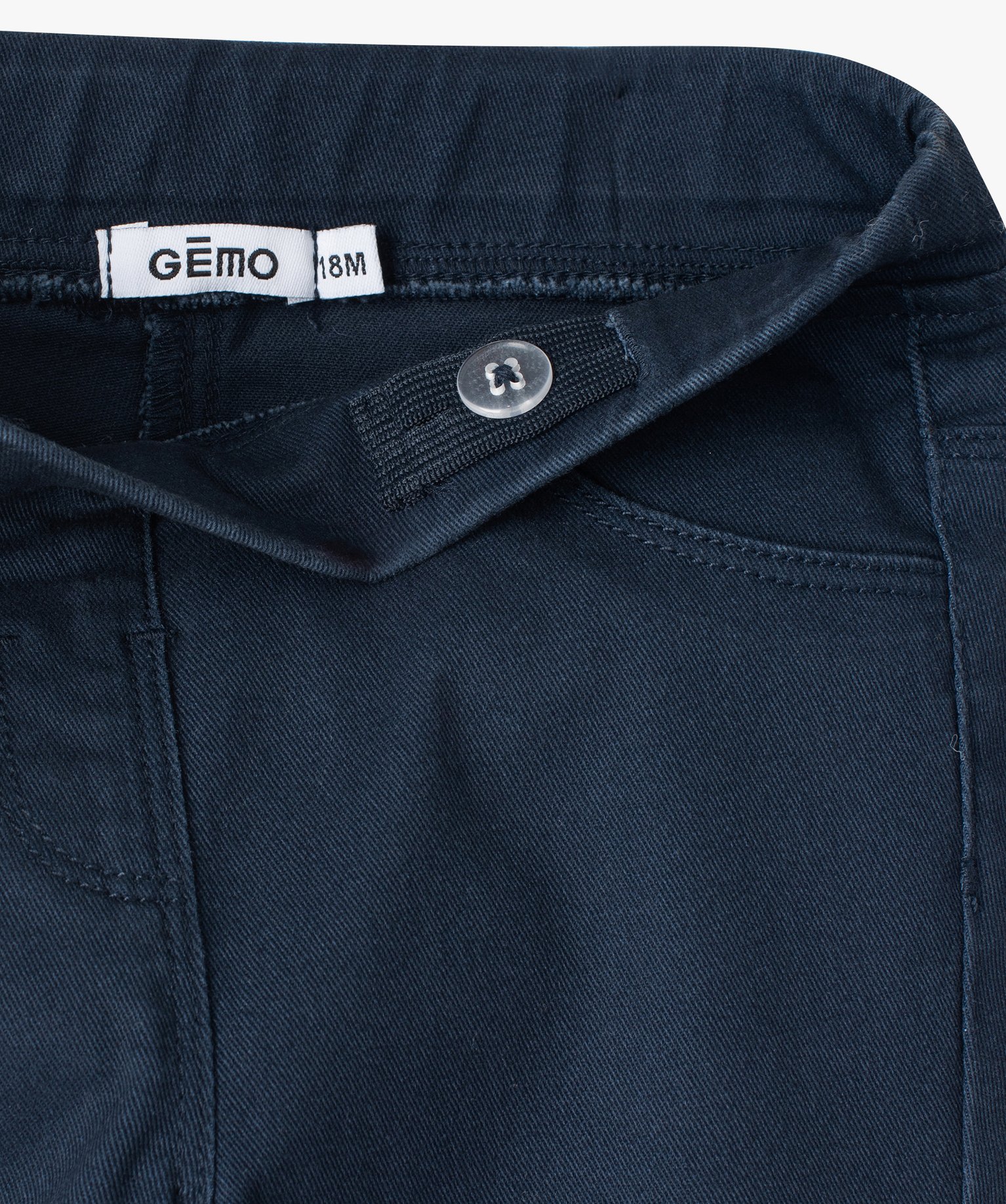 Pantalon bébé fille slim uni à taille élastiquée marine | GEMO