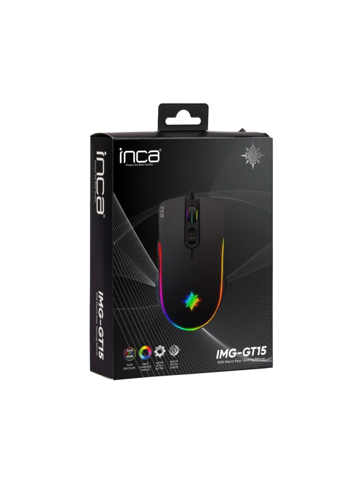 Inca Inca RGB Makro Tasten Professional Gaming Maus 4800 DPI schwarz in schwarz günstig kaufen onesize