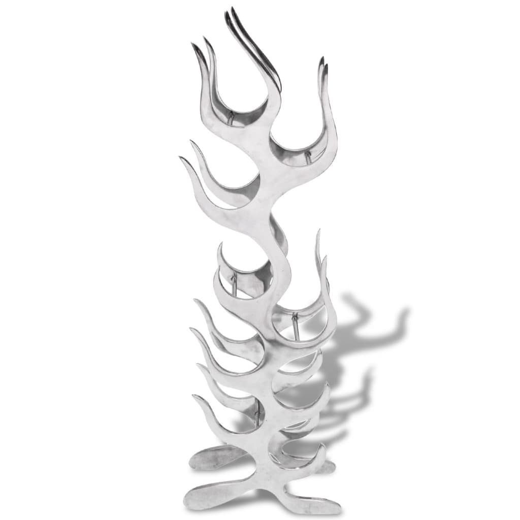 vidaXL Weinregal Weinregal Flammenform Aluminium Silber 9 Flaschen, 9-tlg.