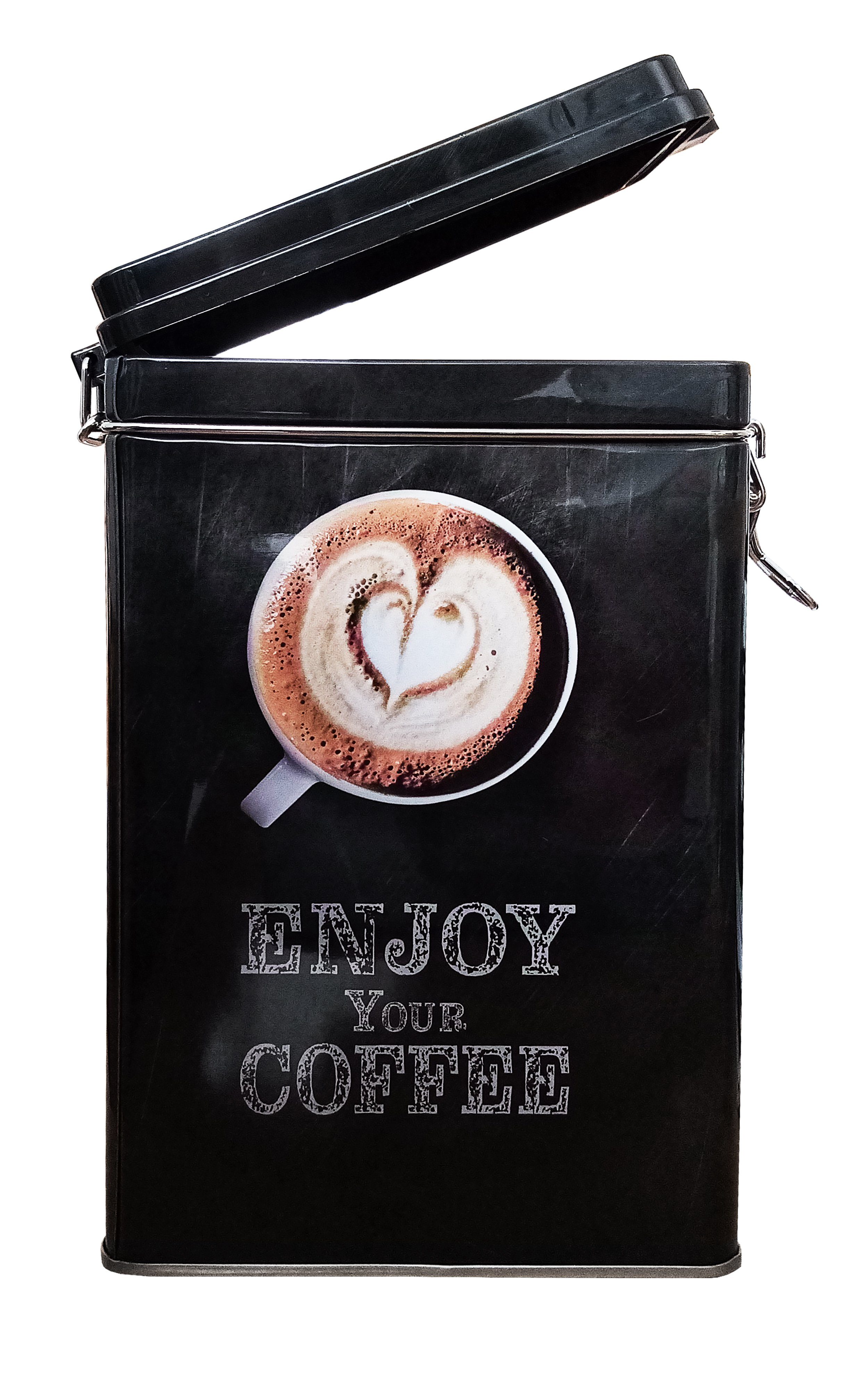 Kesper Kaffeedose KAFFEEDOSE aus Metall 14x19x8cm luftdicht Schwarz Matalldose 59, Blechdose Metall Dose Kaffee Vorratsdose Aromadose