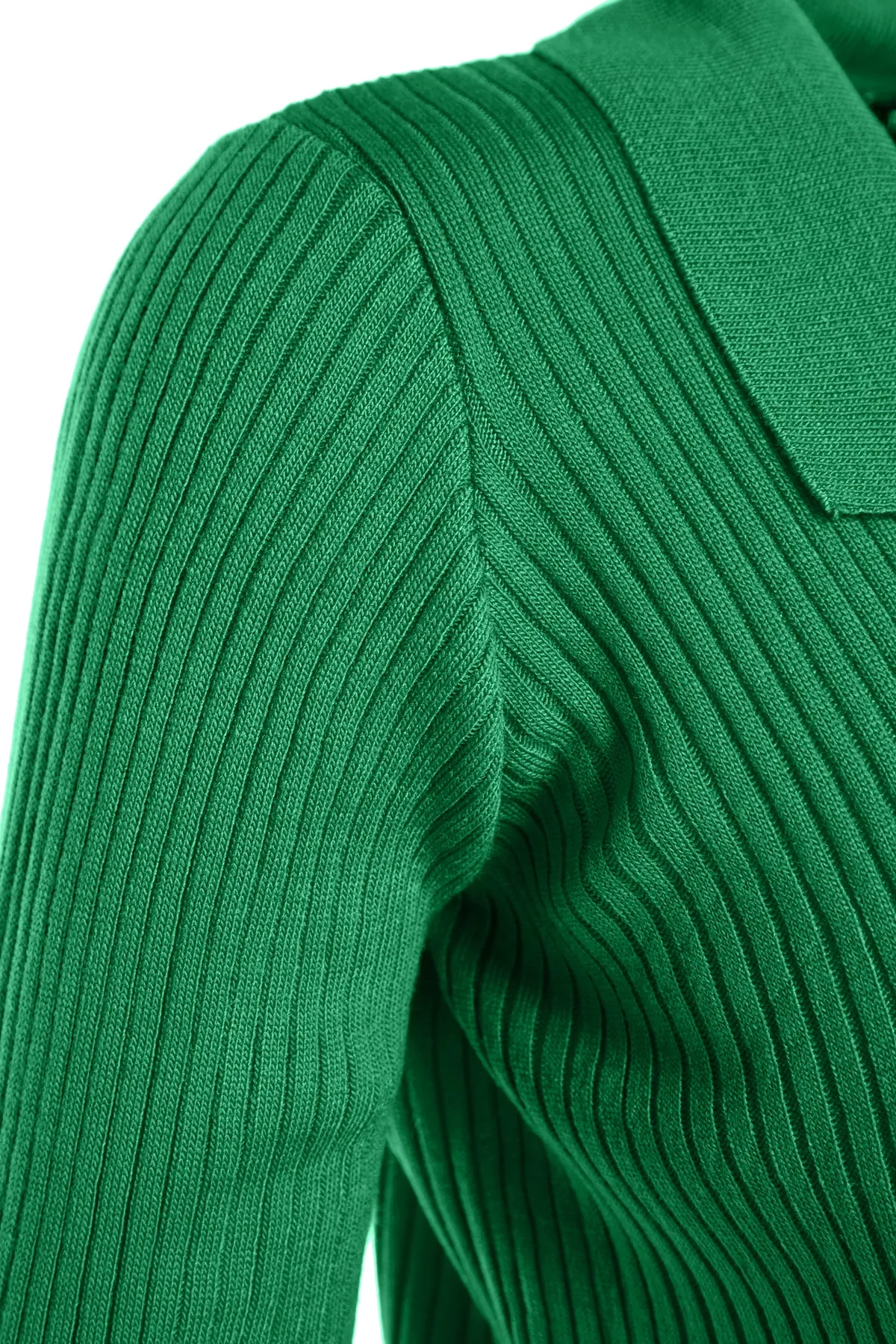 Trendyol Collection  Smaragdgrünes Basic-Set aus Strickoberteil und -unterteil mit Polokragen TWOAW23AU00007