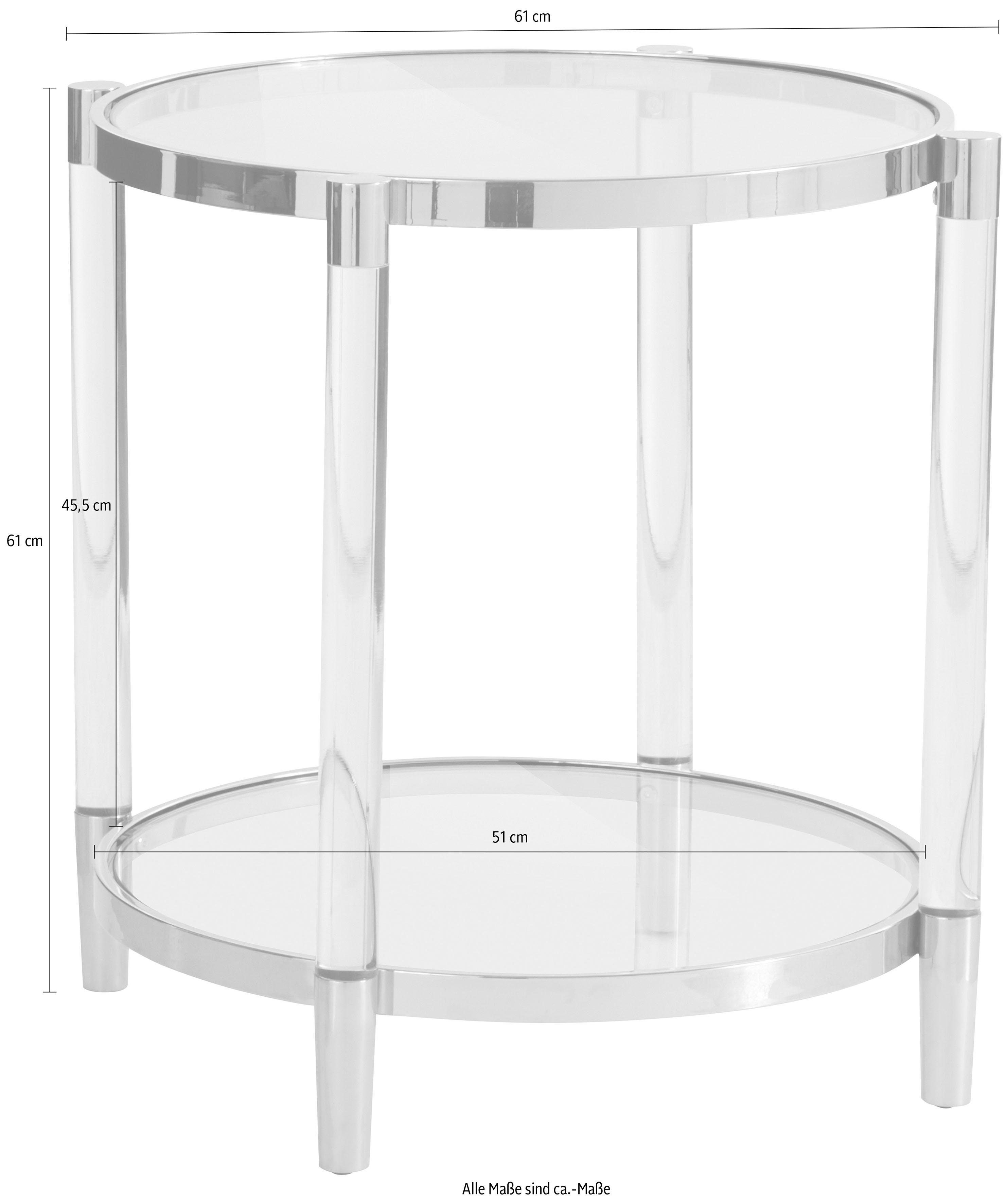 Leonique Beistelltisch Ceadda, mit Metallbeinen und einer Glastischplatte, in 2 Farben, Breite 61 cm