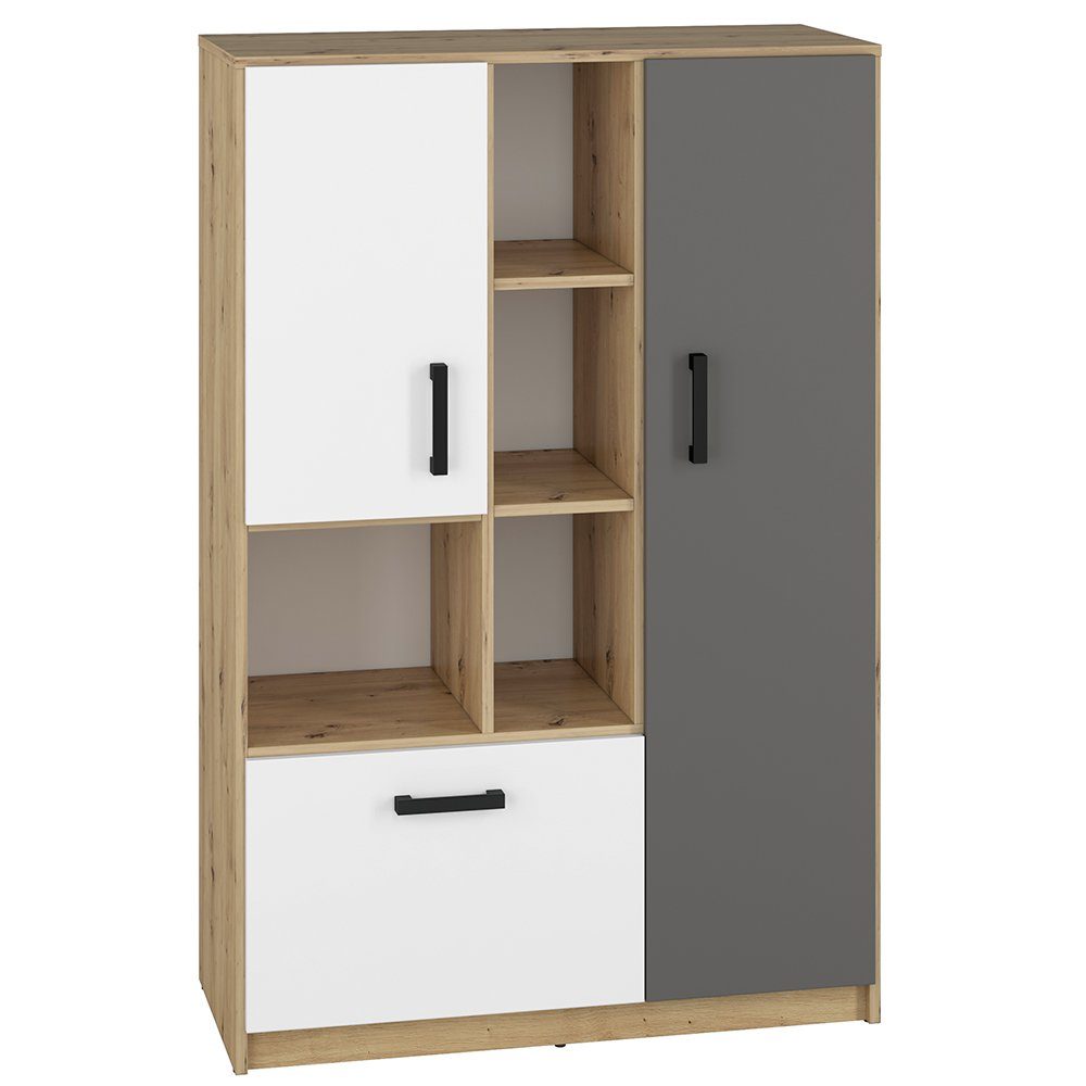 Lomadox Jugendzimmer-Set FYLI-131, (Sparset, 4-tlg), inkl. Schrank in Artisan Eiche Nb. mit weiß/anthrazit 332/165/53 cm