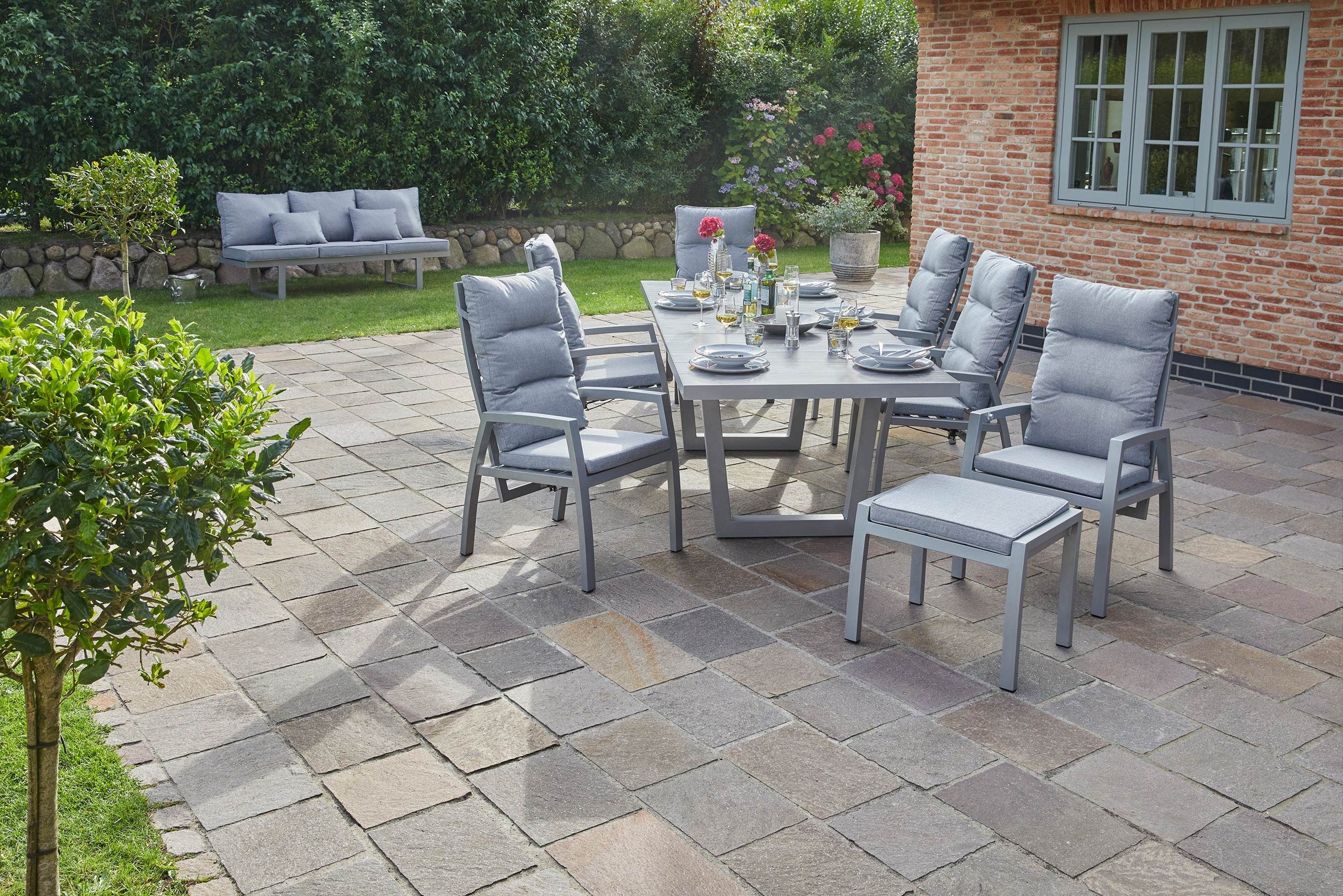 LC Garden Gartenlounge-Hocker LC Garden Bondino Dining Hocker Fußbank silber-eckig