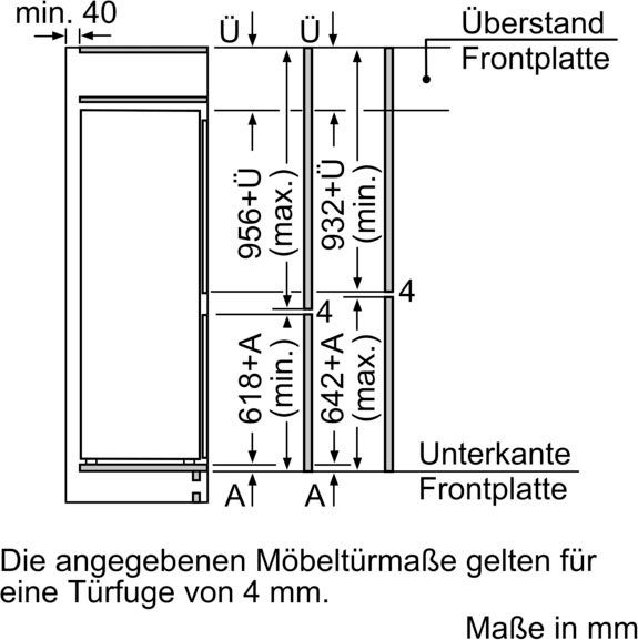 BOSCH Einbaukühlgefrierkombination 6 KIS77ADD0, 157,8 cm hoch, 55,8 cm breit