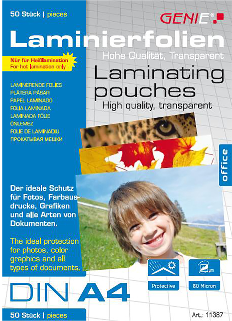 GENIE Laminier-Folien DIN A4, 80µ, 50er