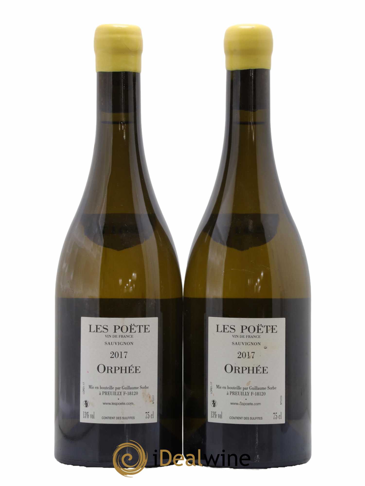 Vin de France (anciennement Reuilly) Orphée Les Poëte  2017 - Lot de 2 Bouteilles