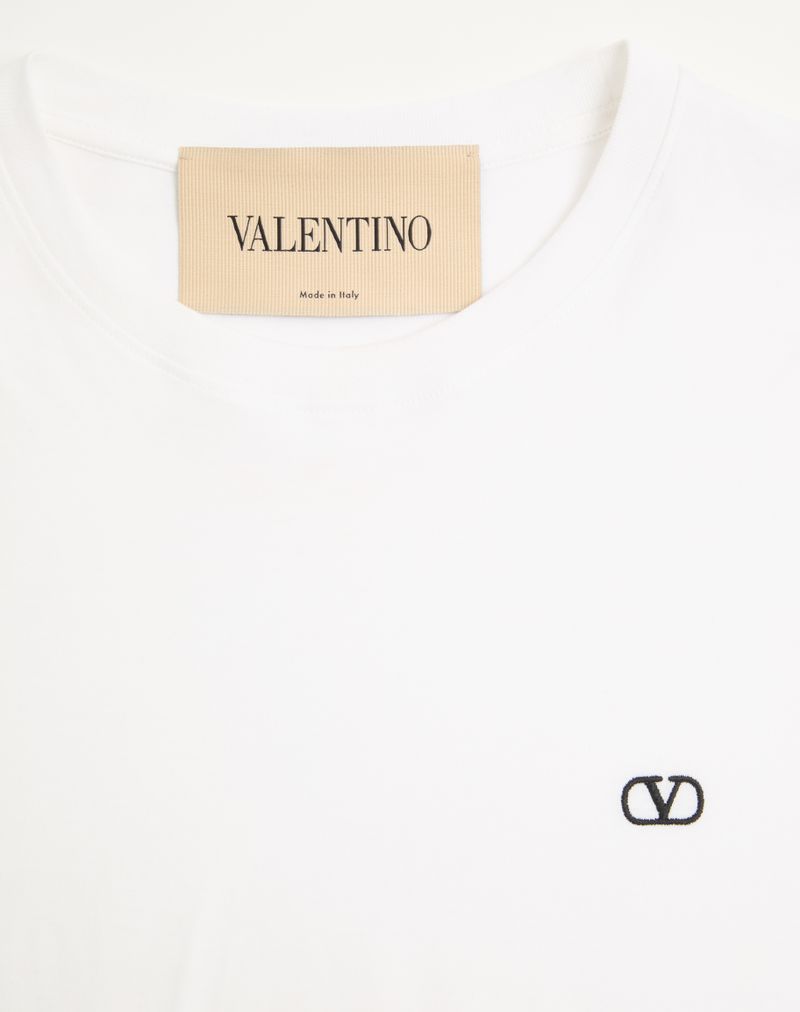 Valentino bomulds-T-shirt med V-logo-broderi