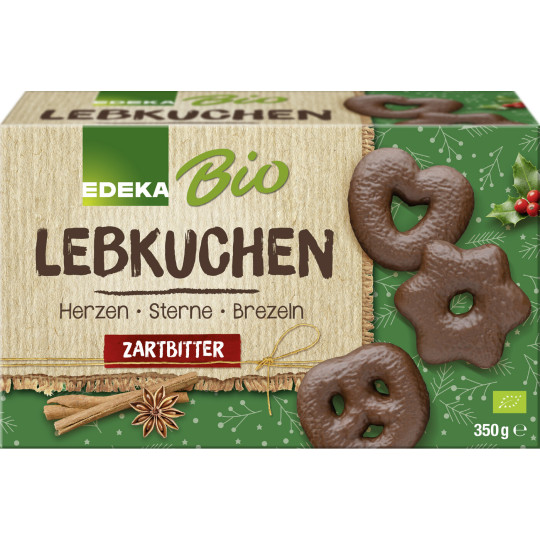 EDEKA Bio Lebkuchen Herzen Sterne Brezeln Zartbitter 250G