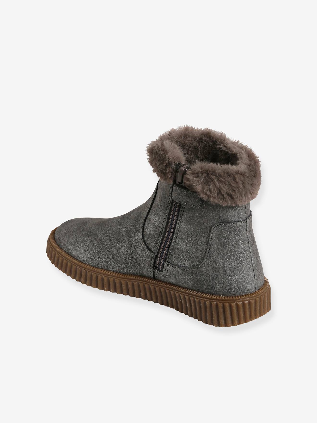 Boots fantaisie fourrés fille gris clair