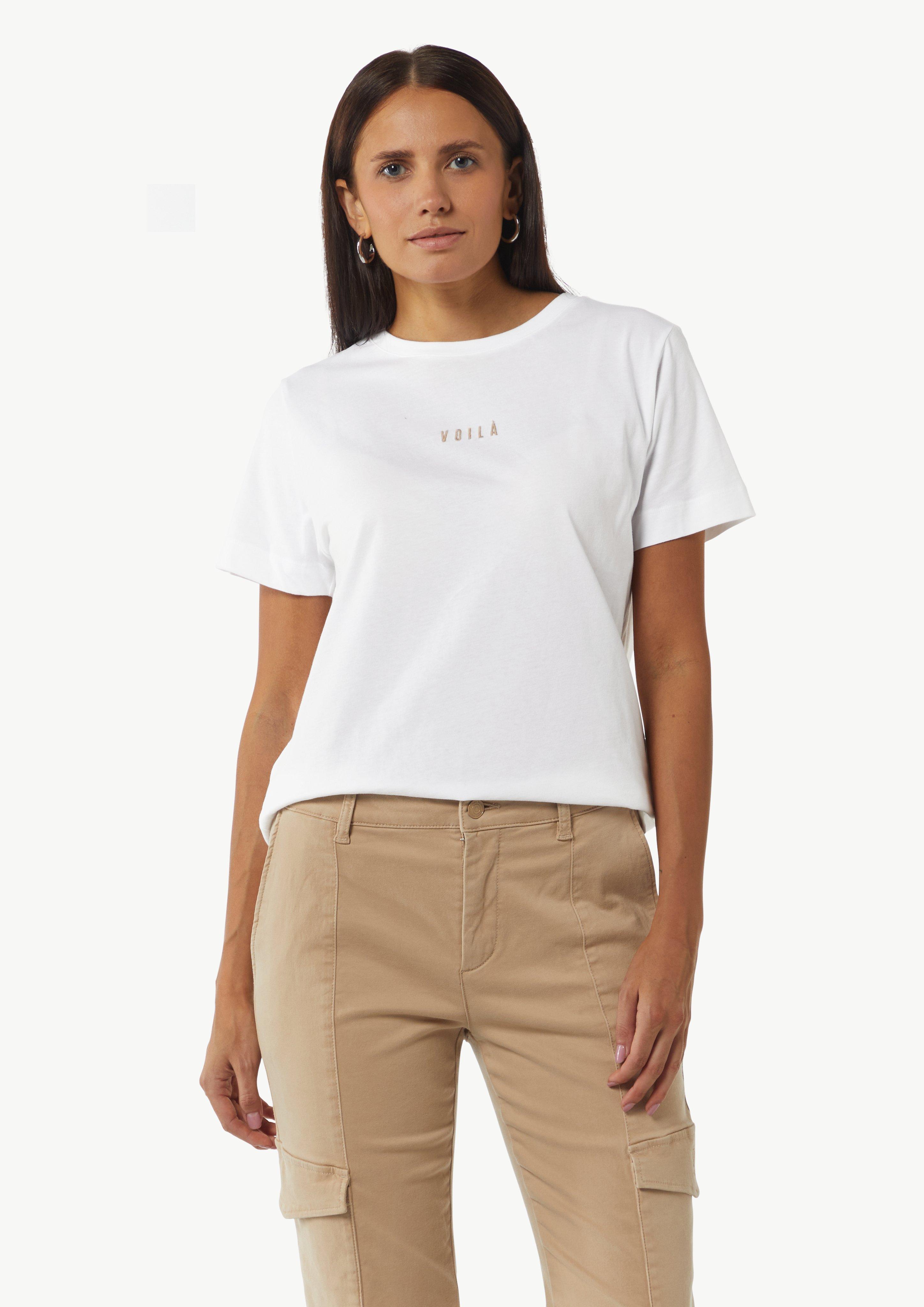 T-Shirt mit Stickerei-Detail - weiß