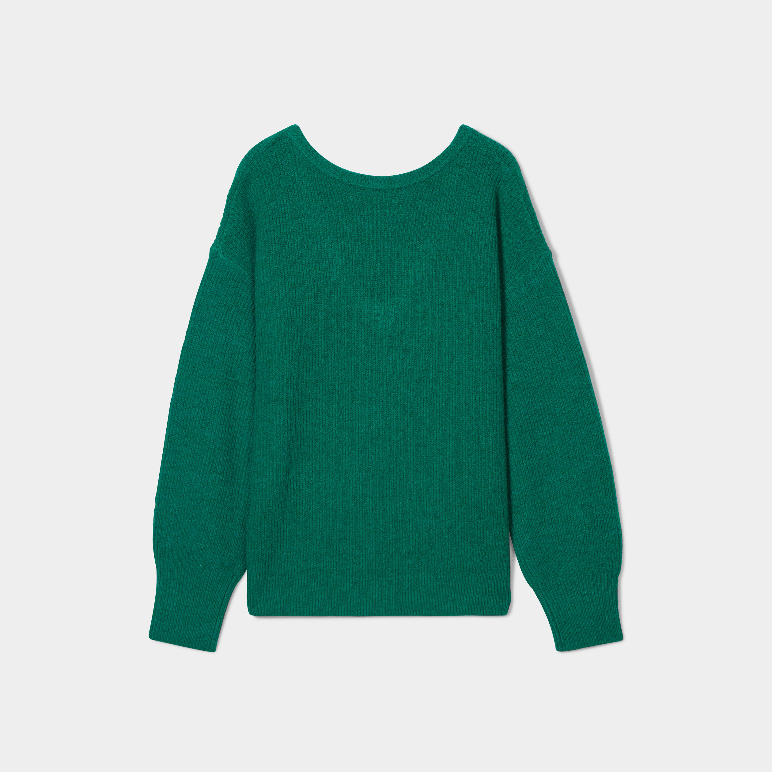 Pull réversible dos col en V vert émeraude femme | La Halle