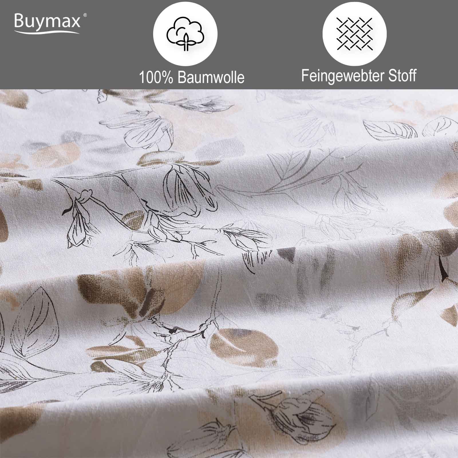 Bettwäsche, Buymax, Renforcé, 2 teilig, 100% Baumwolle Renforcé Qualität Bettwäsche-Set in 135x200 cm, 155x220 cm, 200x200 cm und 200x220 cm, Bett- und Kopfkissenbezug mit Reißverschluss