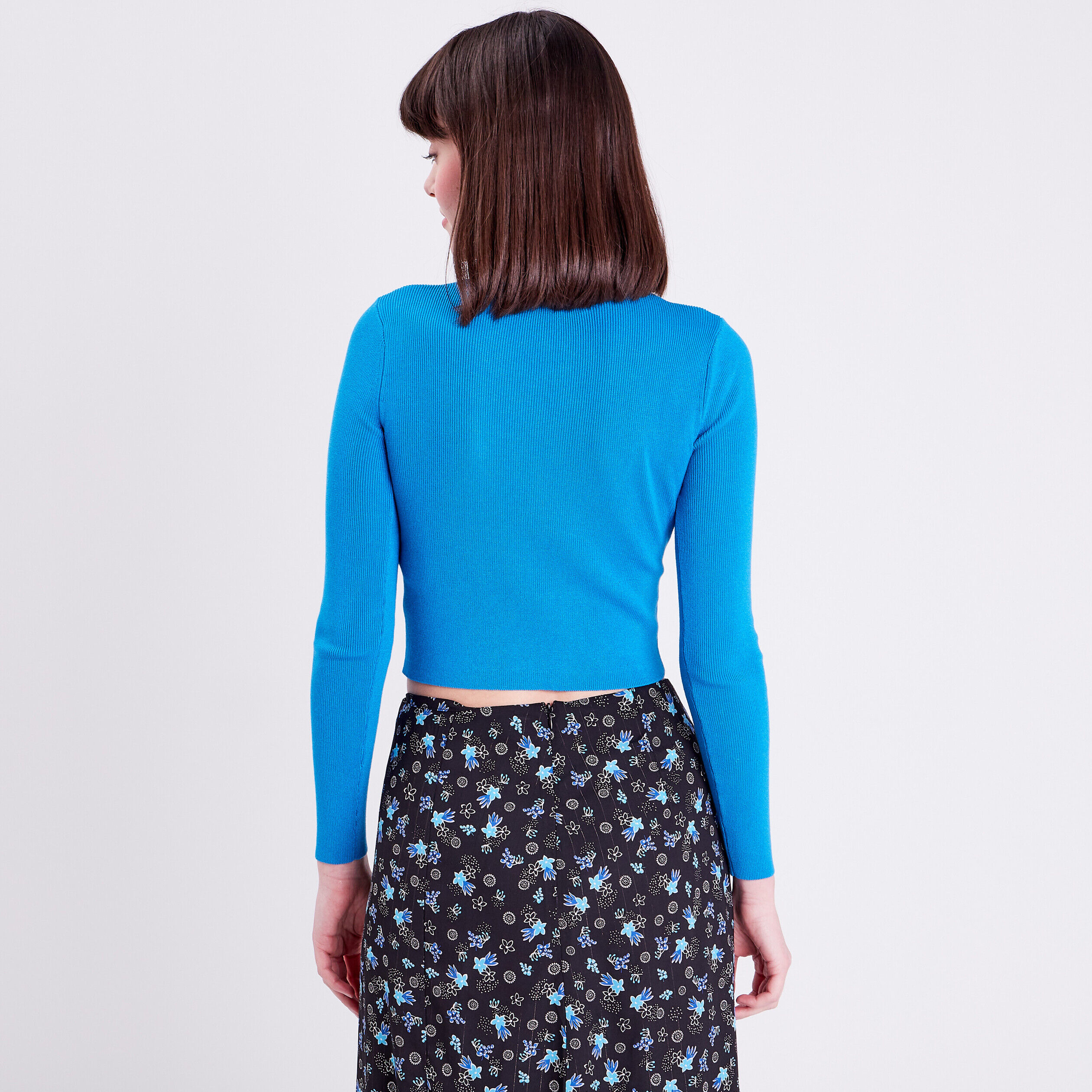 Gilet court boutonné bleu femme | Cache Cache