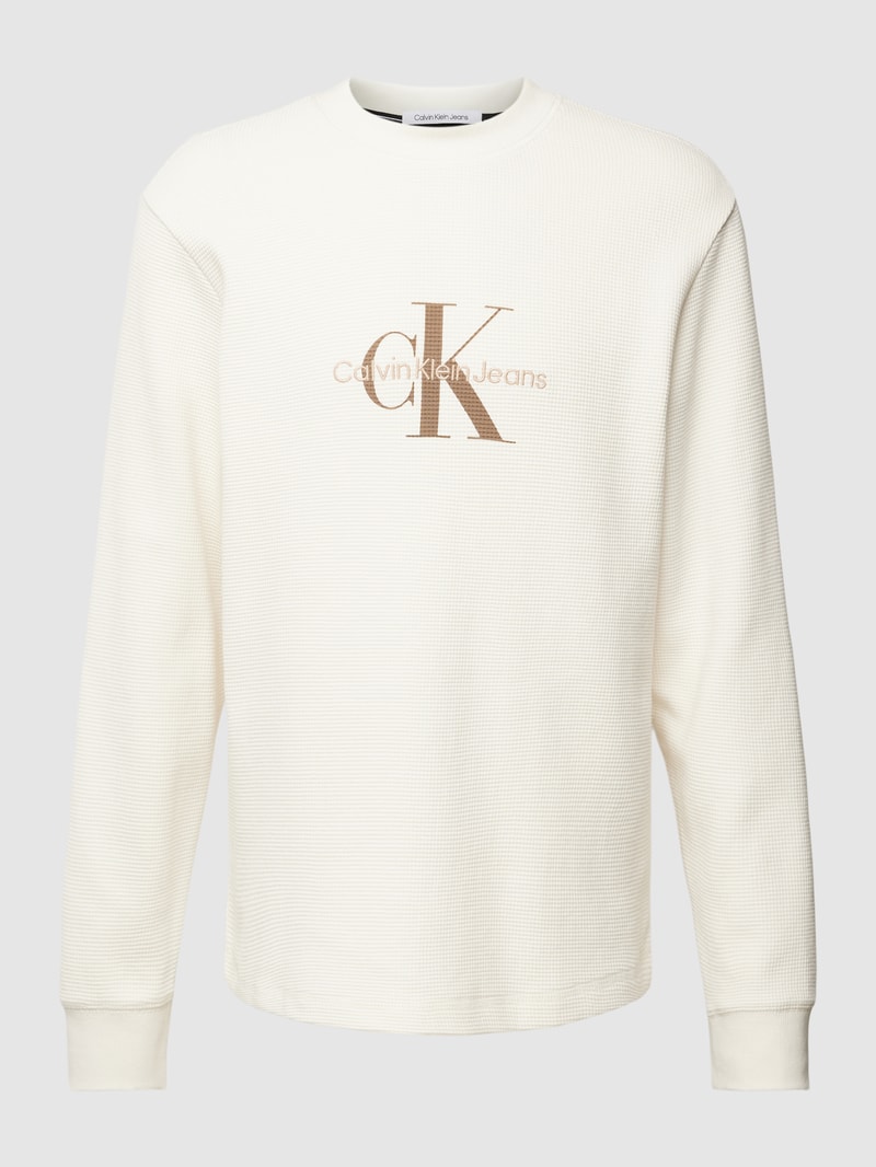 Longsleeve in Waffelstruktur Modell 'ARCHIVAL' in ecru
