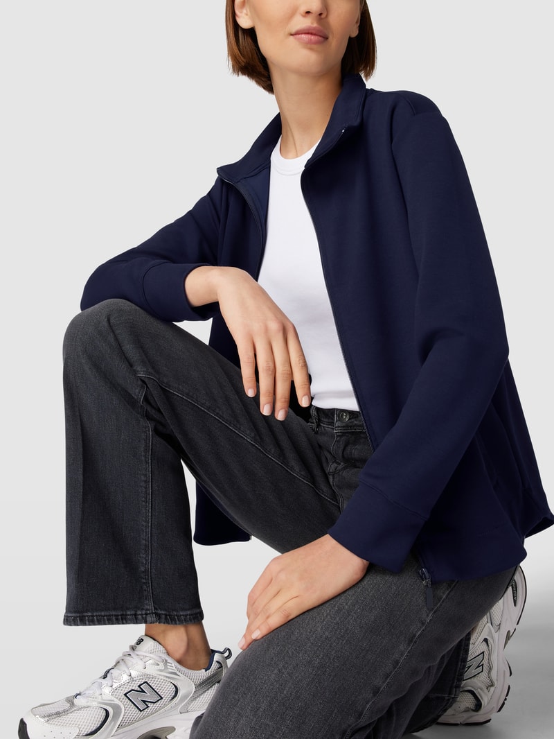 Sweatjacke mit Stehkragen in dunkelblau