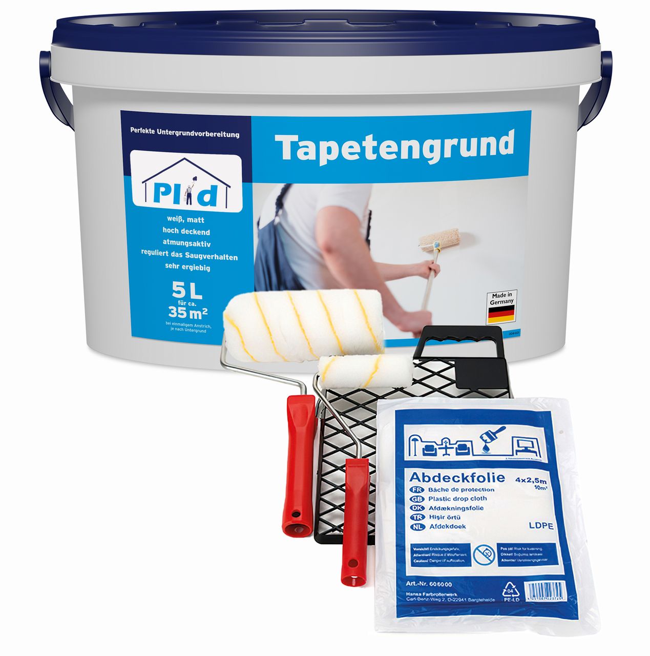 Plid Premium Tapetengrund Tapetengrundierung Grundierung Set Weiß