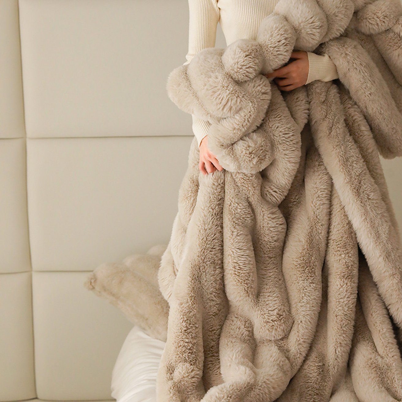 Wohndecke Kunstfell-Überwurfdecke, verdickte Decke, weich, plüschig, flauschig, HOHEA H, warm, gemütlich, dick, perfekt für Couch, Bett, Sofa