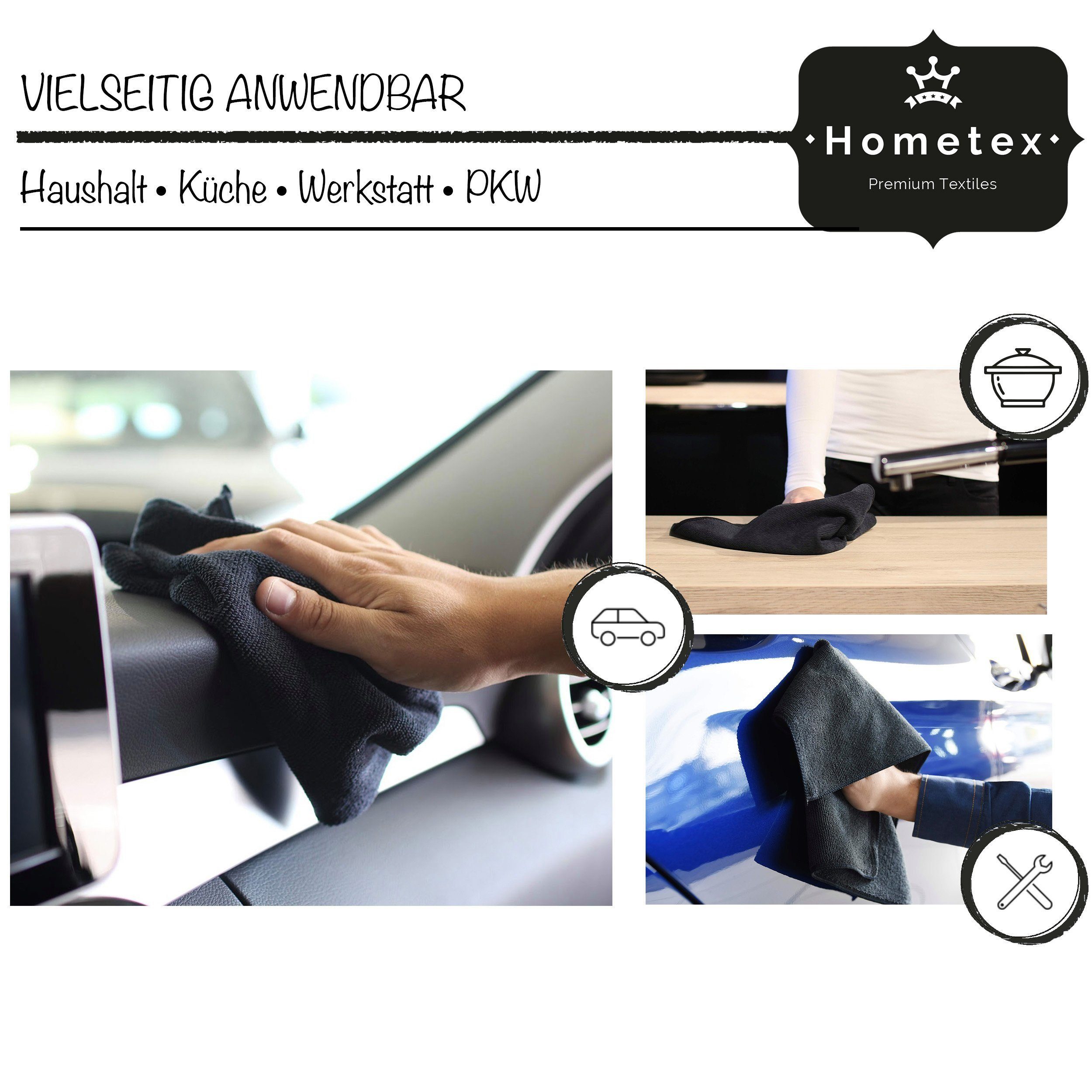 Hometex Premium Textiles Geschirrtuch Mikrofaser Putztuch, Staubtuch Reinigungstuch 40 x 40 cm, (10-tlg), Ideal für Autopflege, Küche und Barista