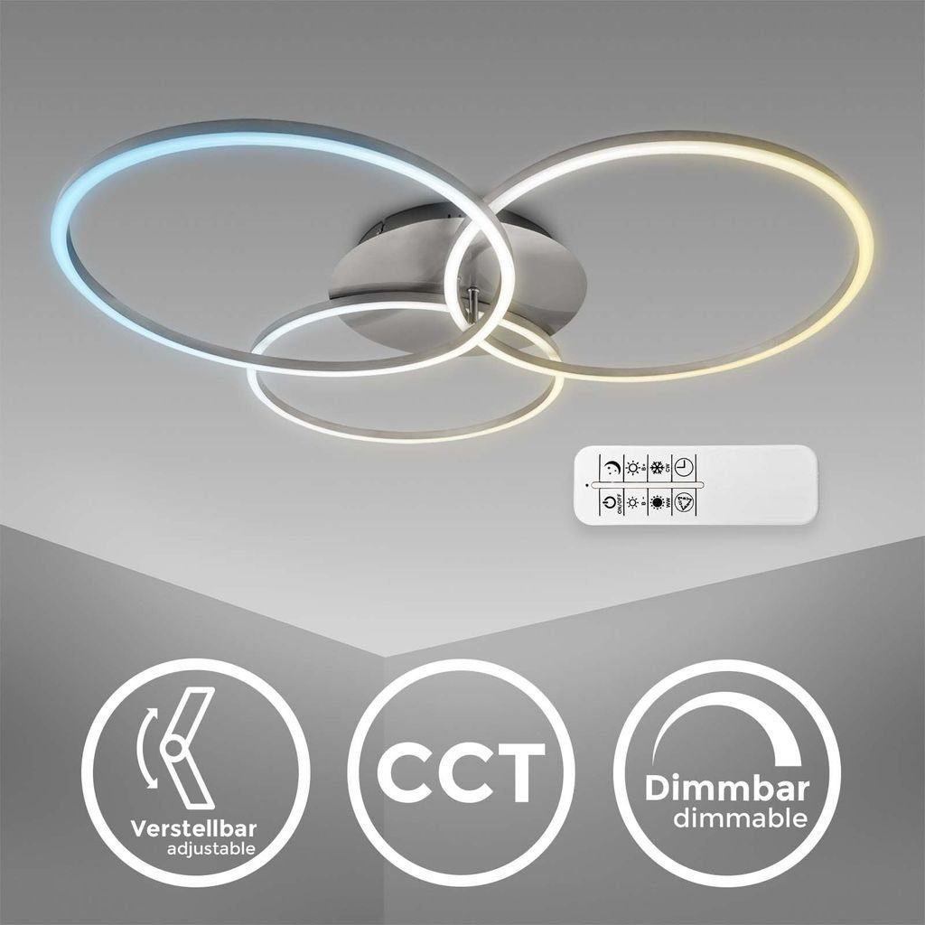 B.K.Licht Deckenleuchte LED-FRAME Deckenlampe dimmbar ultra-flach Metall Matt-Nickel BKL1527, Dimmfunktion, LED fest integriert, Farbwechsler, Kaltweiß, Neutralweiß, Warmweiß, CCT 3000-6500K warmweiß-kaltweiß 40W 4400lm Fernbedienung Timer Memory