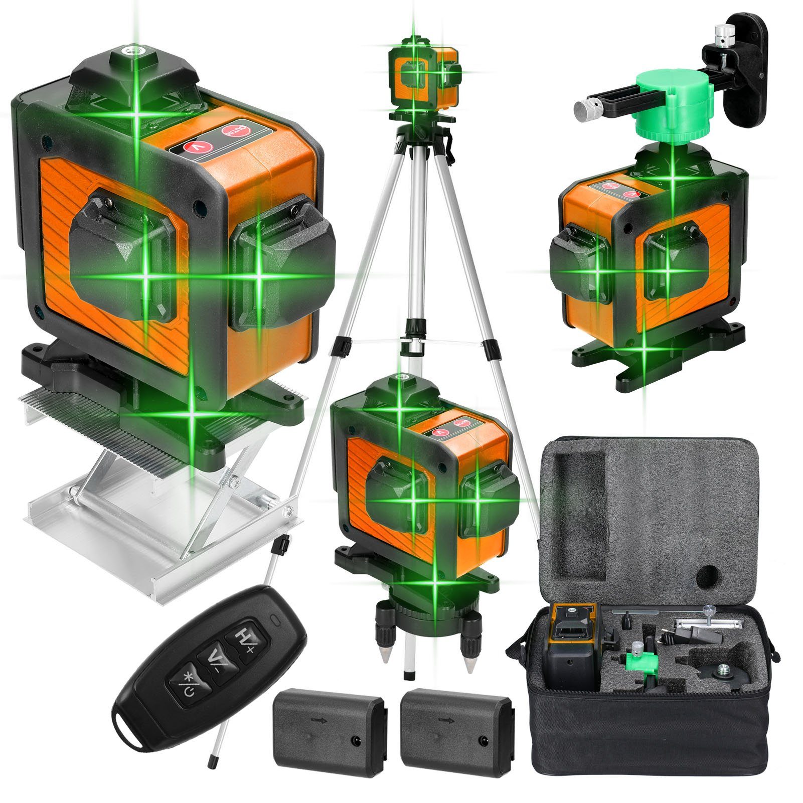 Tidyard Linienlaser 16-Linien-Laser-Level 3 ° Selbstnivellierungsfunktion, 1,5 m höhenverstellbarem Stativständer