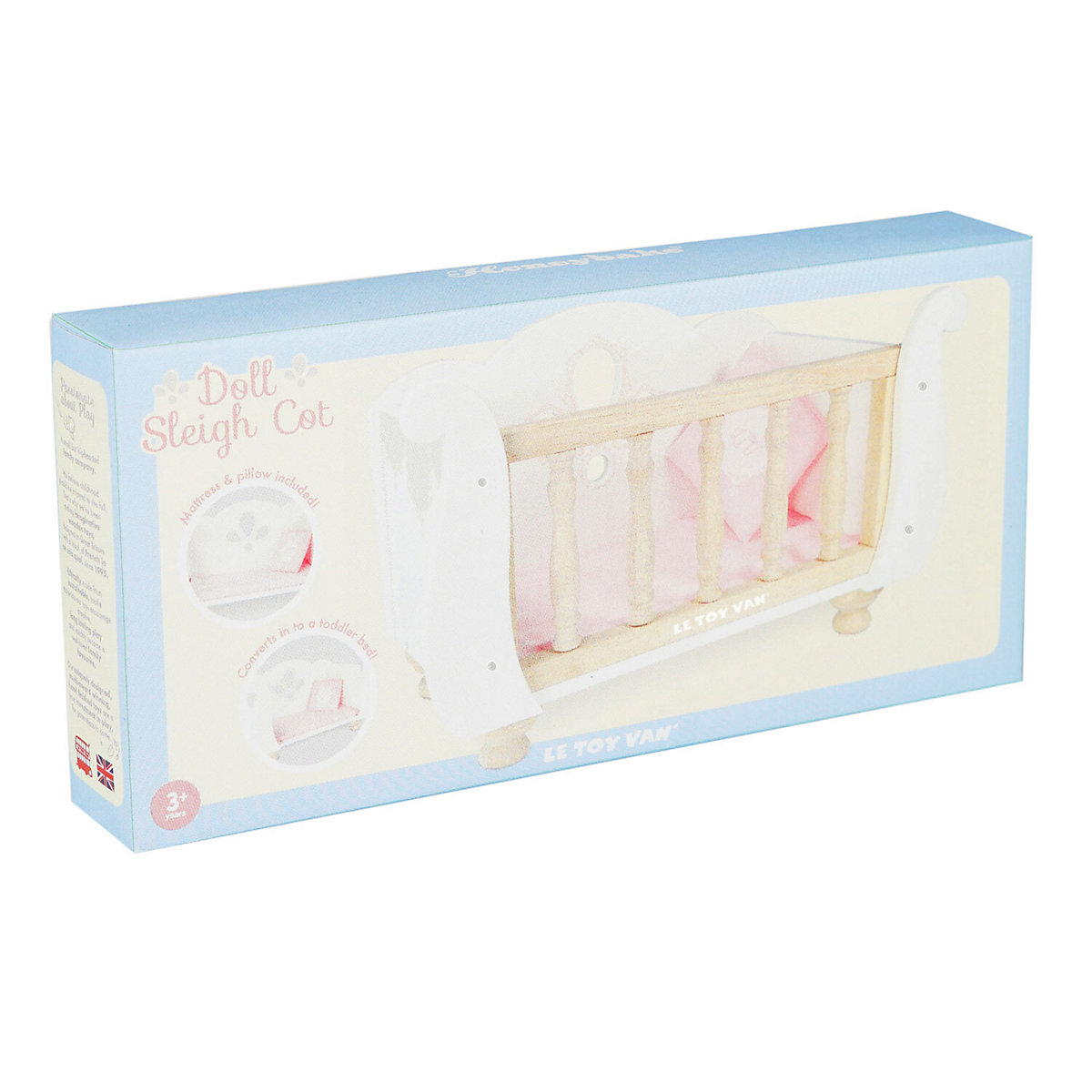 Puppenbett mit Gitterstäben / Sleigh Doll Cot