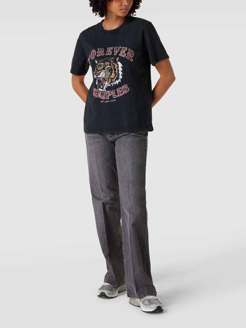 Loose Fit Jeans mit Label-Patch Modell 'Style.Maine' in hellgrau