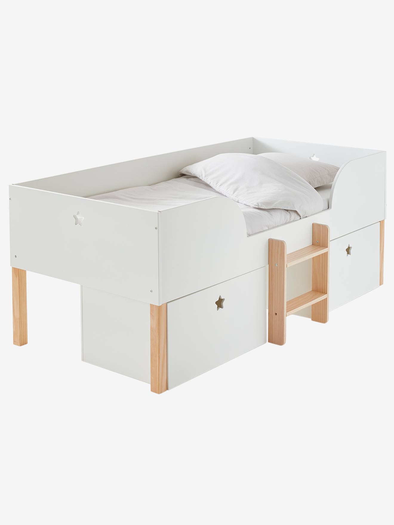 Vertbaudet Kinder Hochbett GROßER BÄR - weiß/natur