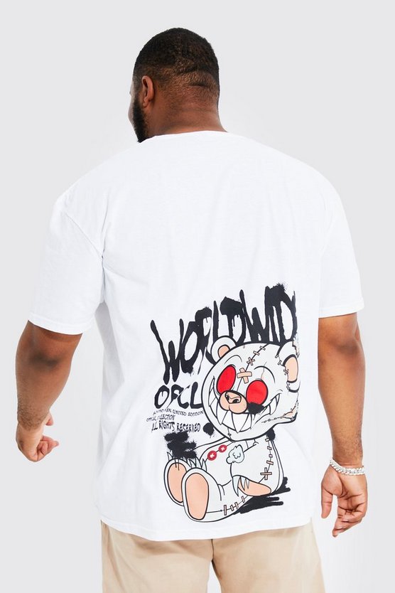 Plus Oversize T-Shirt mit Teddy Graffiti-Print