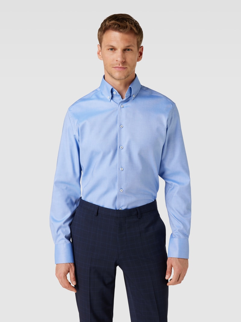 Slim Fit Premium Shirt mit Button-Down-Kragen in bleu