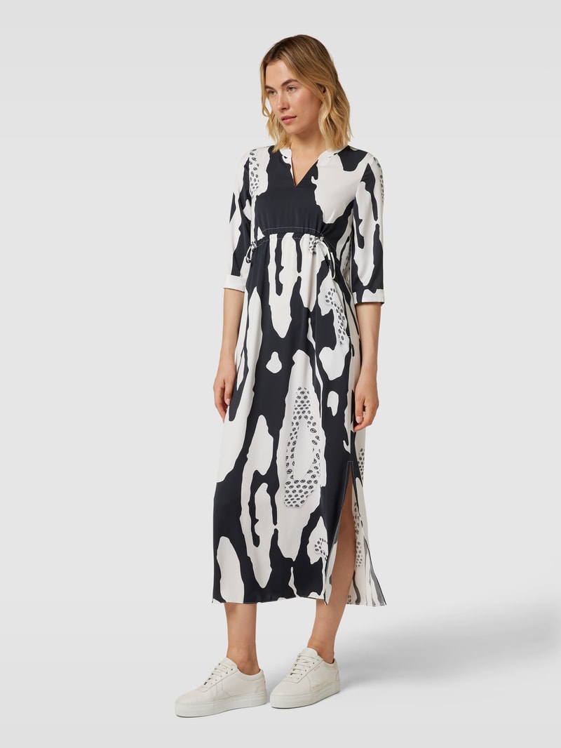 Maxikleid mit Allover-Muster in marineblau