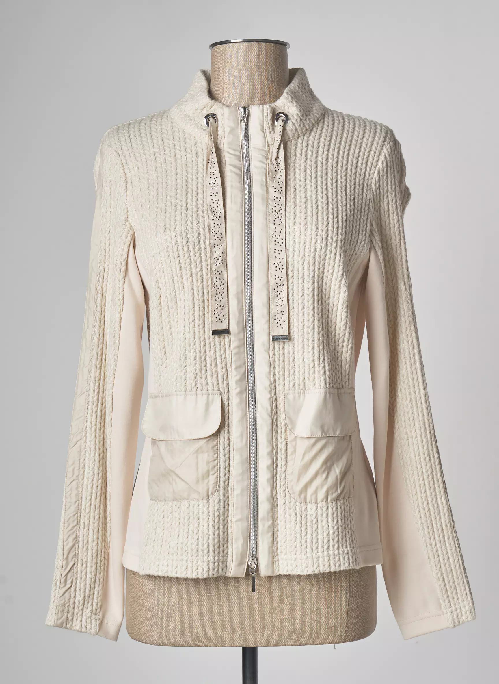 Just White Cardigans Femme couleur beige