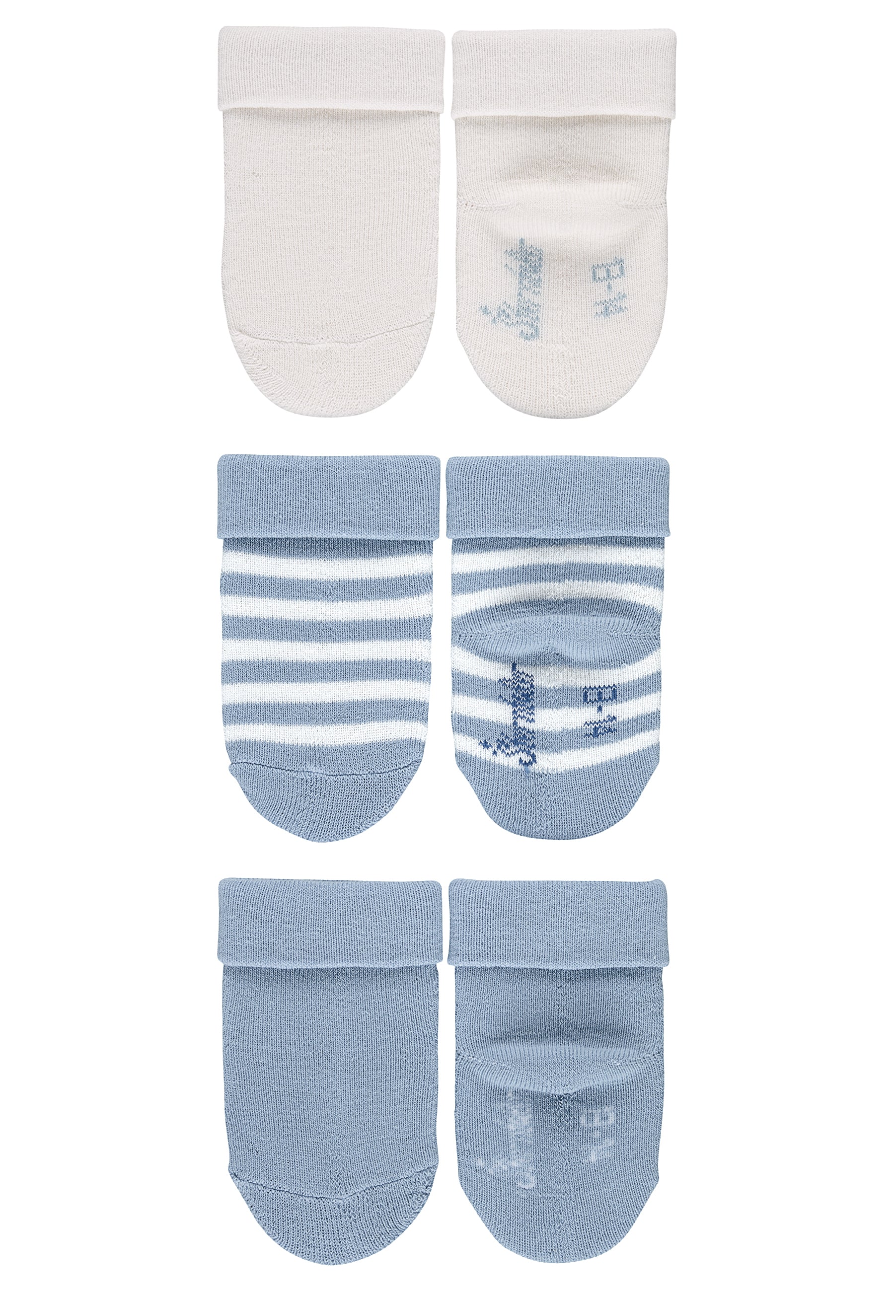 GOTS Babysocken 3er-Pack uni, Ringel und uni