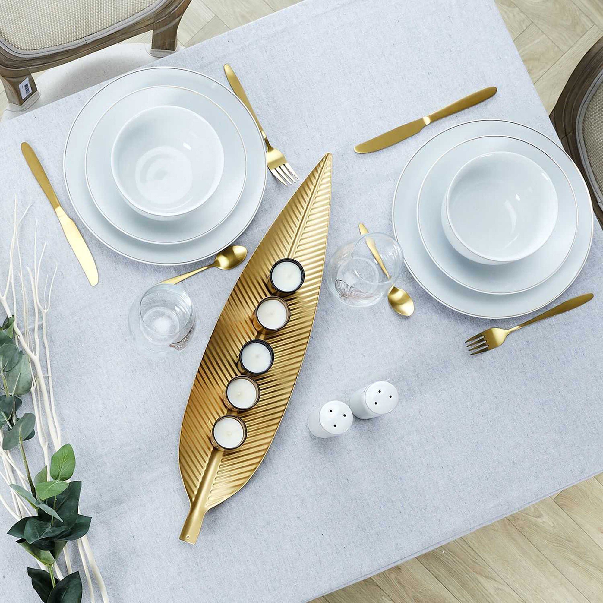 Centre de table feuille dorée