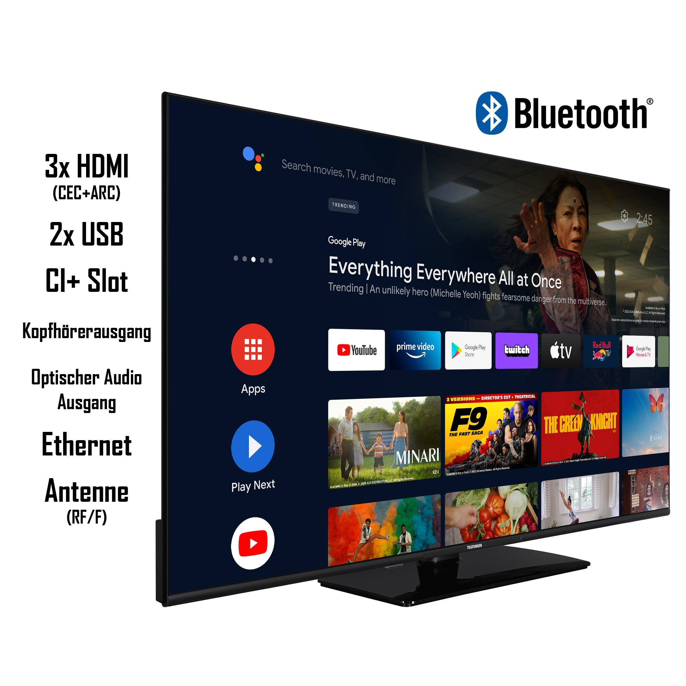 Telefunken XU55AN754M LCD-LED Fernseher (139 cm/55 Zoll, 4K Ultra HD, Android TV, HDR Dolby Vision, Triple-Tuner, Bluetooth, Dolby Atmos)