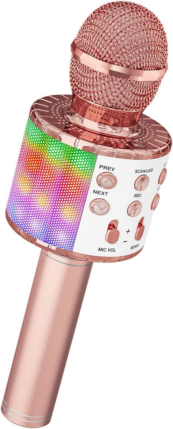 Hikeren Mikrofon Karaoke Mikrofon Bluetooth,Mikrofon Kinder Kabellos mit LED-Leuchten (1-tlg)
