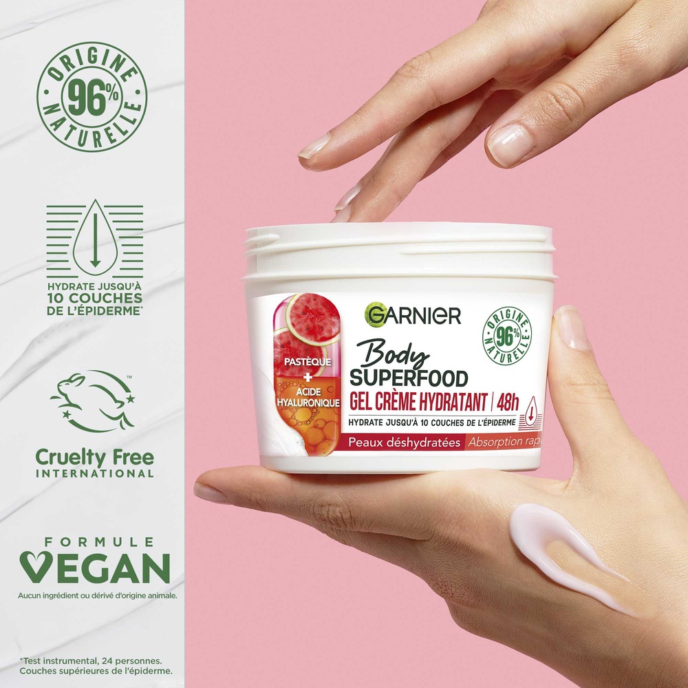 garnier Garnier Body Superfood Gel Crème hydratant Pastèque Acide Hyaluronique 380ml Gel Crème corps hydratant Pastèque Acide Hyaluronique