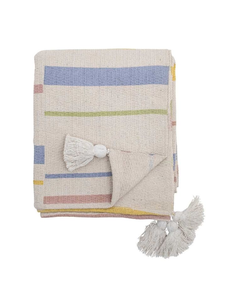Bloomingville Decke PONTINO Natur Bunte Streifen 160x130 cm günstig kaufen onesize