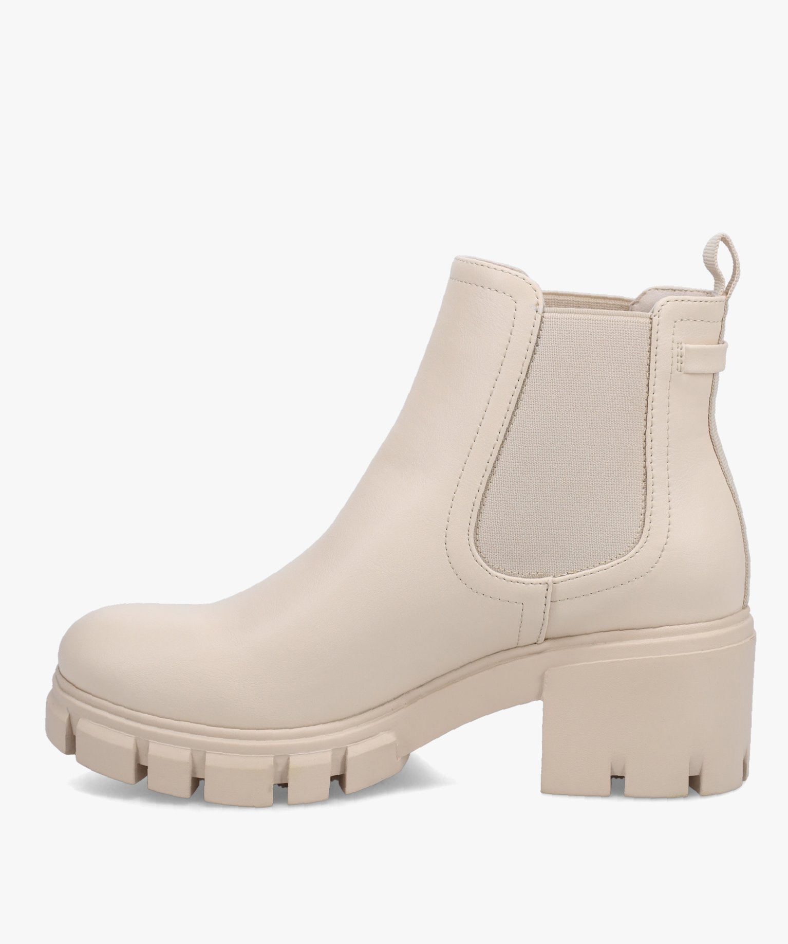 Boots femme Chelsea unies à talon large et semelle crantée blanc | GEMO