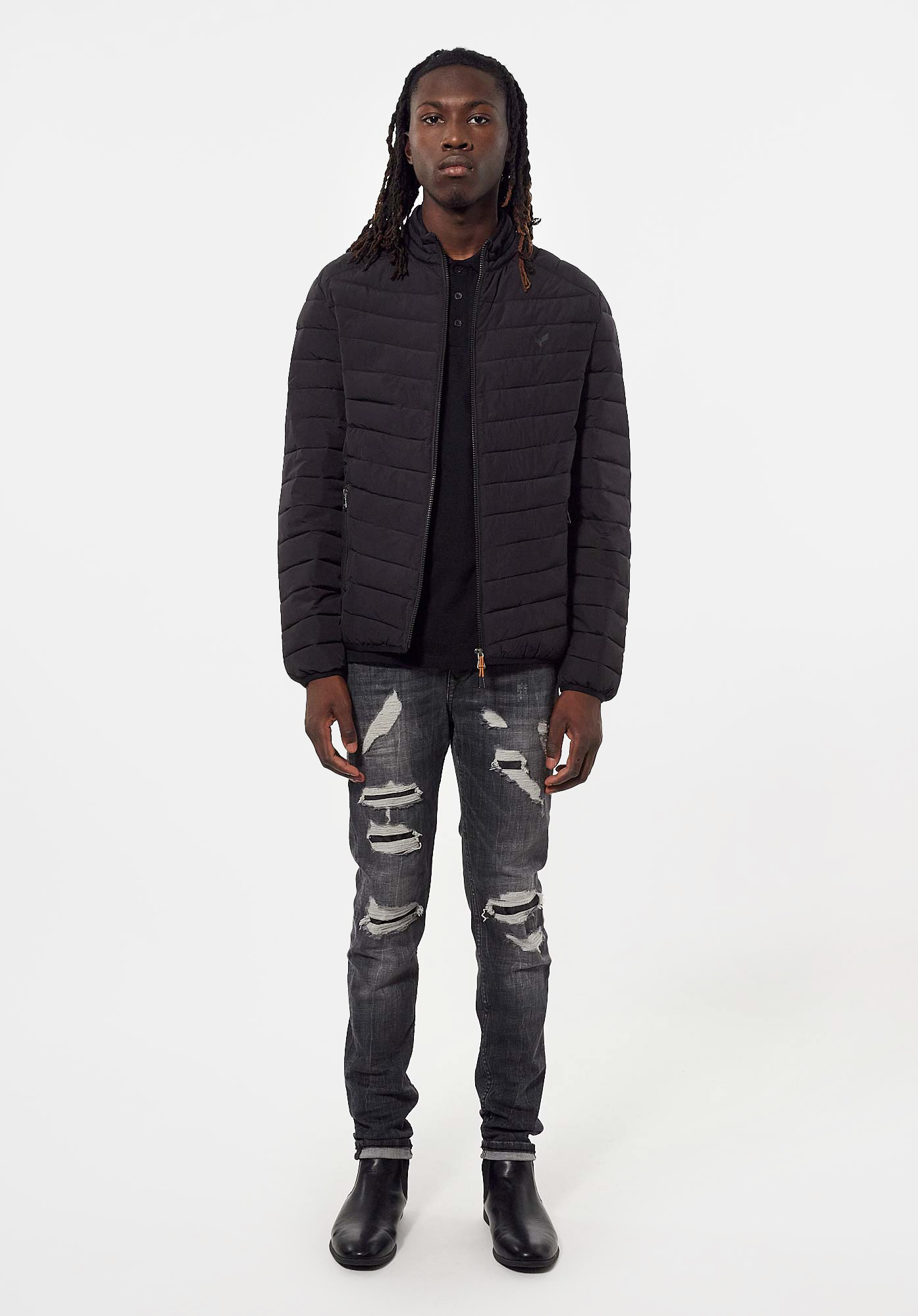 SANO   Doudoune fine noire Homme en 100% polyester recyclé