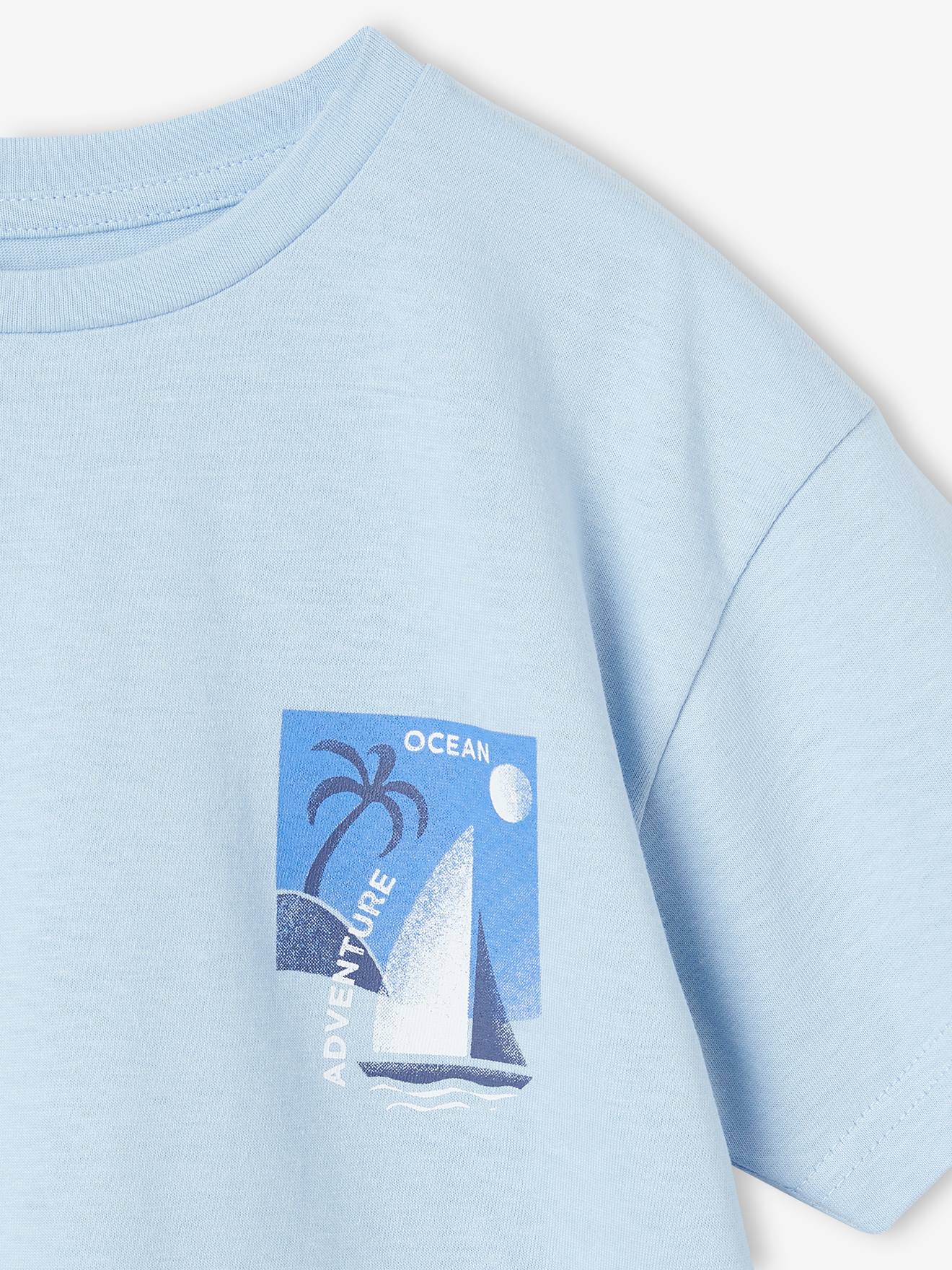 Vertbaudet Jungen T-Shirt mit Print hinten Oeko-Tex - himmelblau