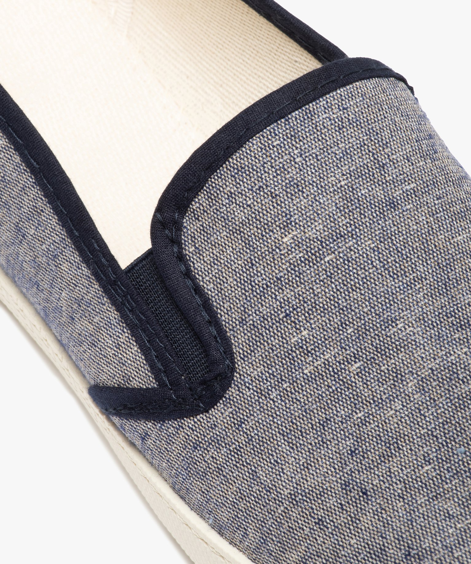 Pantoufles homme en toile chinée et semelle contrastante bleu | GEMO