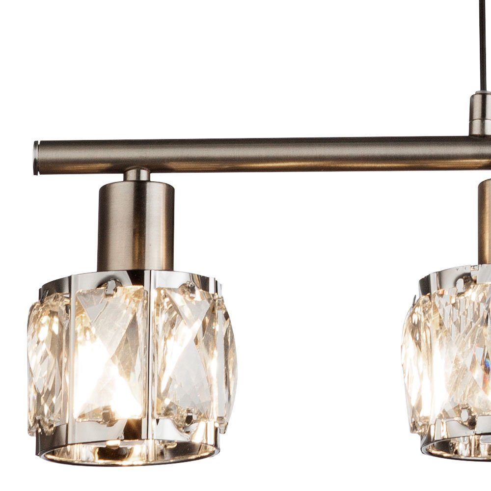 etc-shop Hängeleuchte, Leuchtmittel nicht inklusive, Decken Hänge Leuchte Chrom Wohn Zimmer Glas Kristall Pendel Lampe